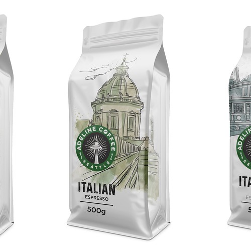 Coffee packaging with the title 'Coffee packaging design'