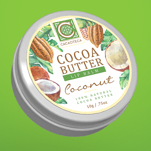 Photoshop label with the title 'Cocoa Butter Lip Balm'