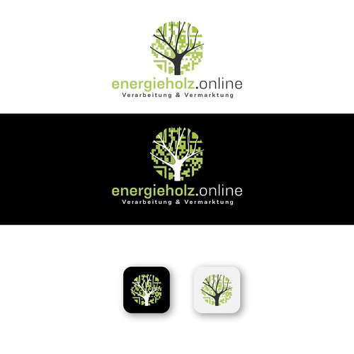 Barcode logo with the title 'energieholz.online logo design'
