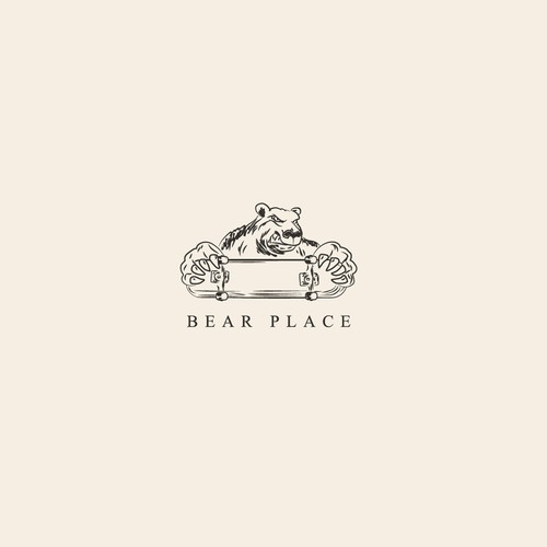 Skateboard design with the title 'Bear Place'