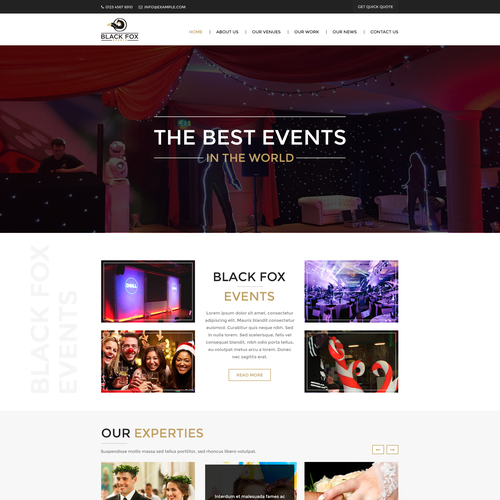 Event website with the title 'Events Website Re-Design'