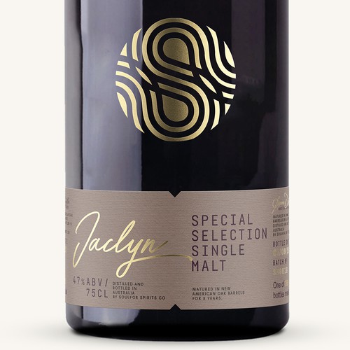 Whiskey label with the title 'Single Malt Australian Whisky'