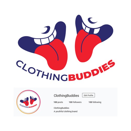 Instagram logo with the title 'CLOTHINGBUDDIES [Logo]'