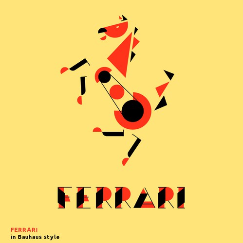 Car design with the title 'Bauhaus Ferrari'