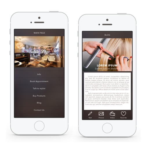 Interface design with the title 'Beauty salon app'