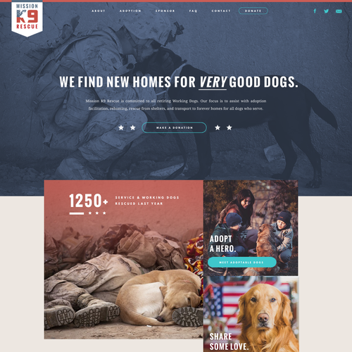 Homepage website with the title 'K9 Dog Rescue'