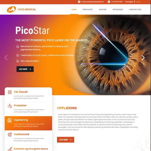 Shopify design with the title 'Ovidmedical'