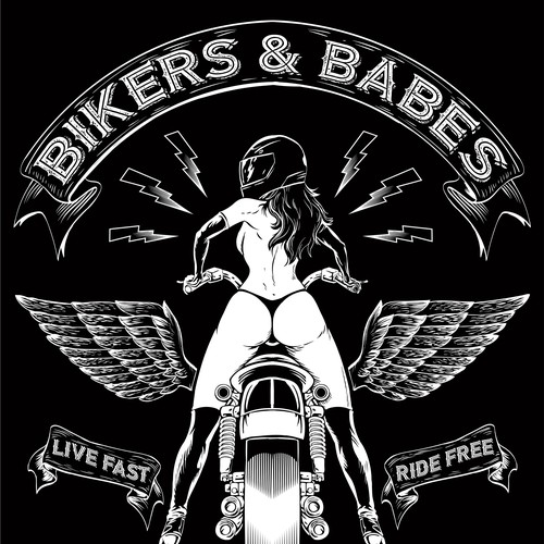 Biker logo with the title 'Bikers & Babes'