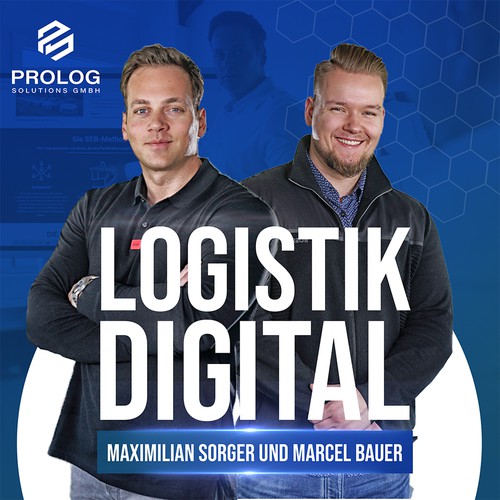 Digital marketing design with the title 'Logistik Digital Podcast'