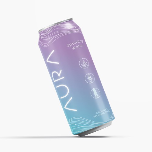 Calming design with the title 'Tin can design for a sparkling water'