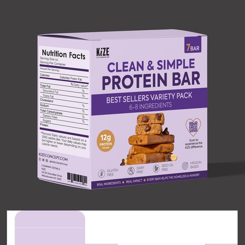 Healthy food packaging with the title 'Protein Snack Bars Design'
