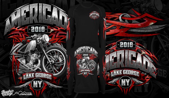 Motorbike design with the title 'Americade'