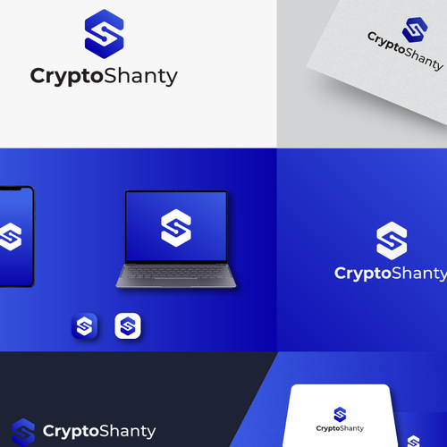 Cobalt blue logo with the title 'Cryptoshanty - Logo Design '