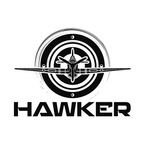 Plane logo with the title 'HAWKER'