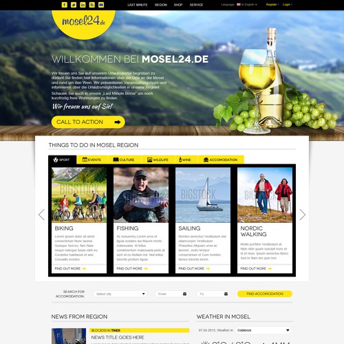 Yellow website with the title 'Informational webdesign'