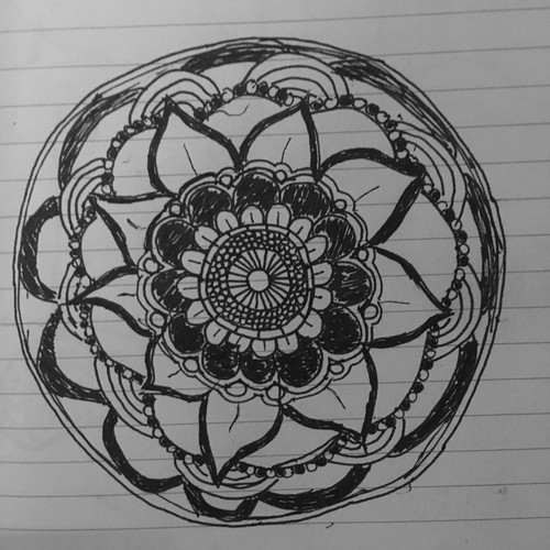 Meditation illustration with the title 'Preliminary For "Adult" Coloring Book'