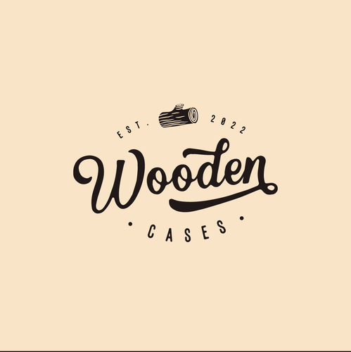 Cell phone logo with the title 'Wooden Cases'