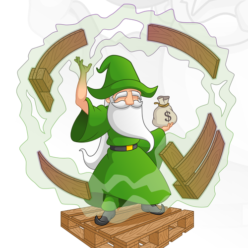 Wizard design with the title 'Character Illustration for TCP Pallet Management'