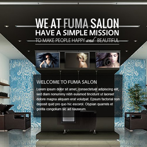 Beauty website with the title 'Create the next website design for Fuma Salon'