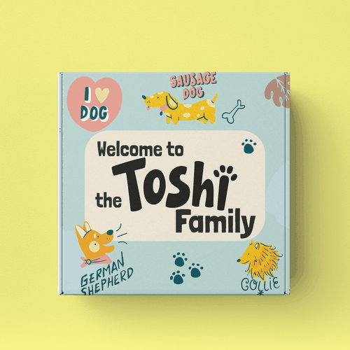 Cute packaging with the title 'Dog box'