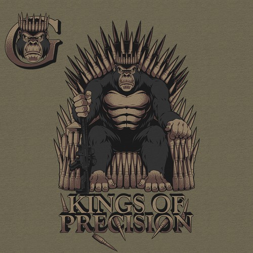 Gorilla t-shirt with the title 'Kings of Precision'