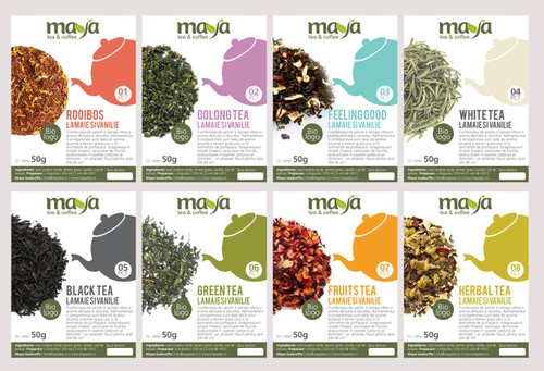 Tea label with the title 'Create the next product label for Tea&cofee'