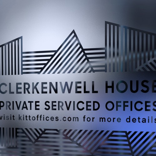 Window design with the title 'Window vinyl advertising for Clerkenwell House by Kitt.'