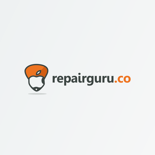 Guru logo with the title 'Simple flat logo for apple repair store.'