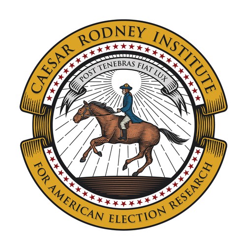 Seal design with the title 'Caesar Rodney Institute for American Rlection Research'