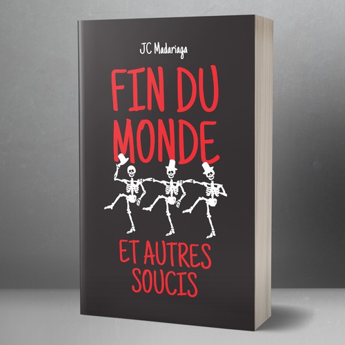 Black book cover with the title 'Satirical novel about the end of the world'