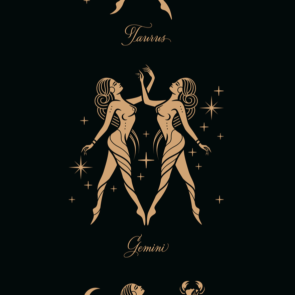 Constellation design with the title 'Astrological signs for Magic Hour Astrology Tea collection'