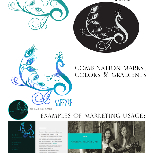 Laurel wreath logo with the title 'logo design for Irish songwriting family girl band, Saffyre'