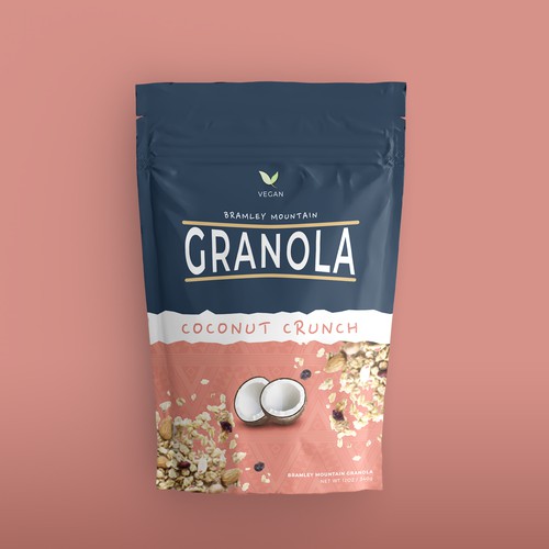 Healthy food packaging with the title 'Vegan Granola Packaging'