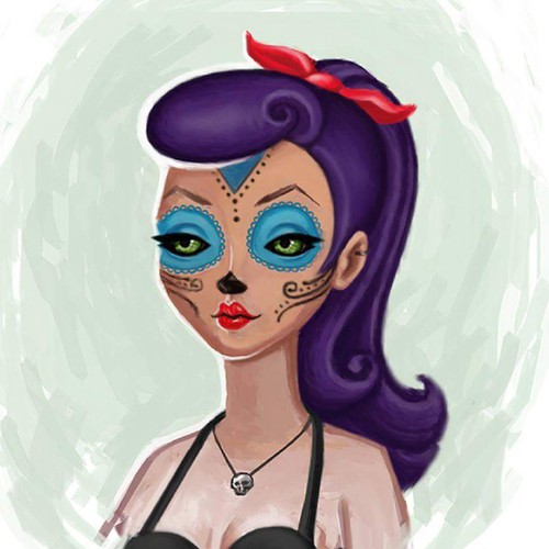 Pin-up girl artwork with the title 'rockabbilly woman'