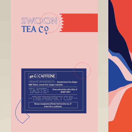 Abstract packaging with the title 'Tasteful Design Concept for Swoon Tea Co.'