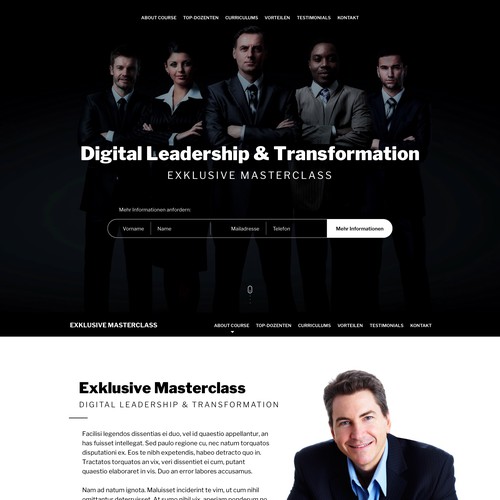 Business website with the title 'Design concept for Business Class'