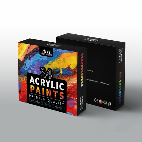 Painted packaging with the title 'Packaging design for paint set'