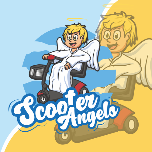 Scooter logo with the title 'Cartoon Scooter Angels'