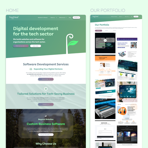 Portfolio website with the title 'Freshleaf'