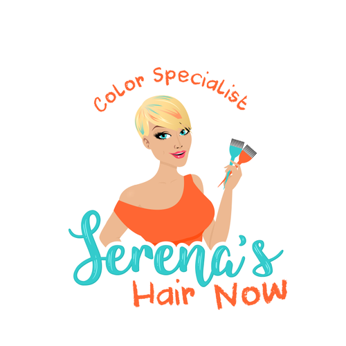 Curly-hair logo with the title 'Whimsical logo for a Hair Color Specialist'