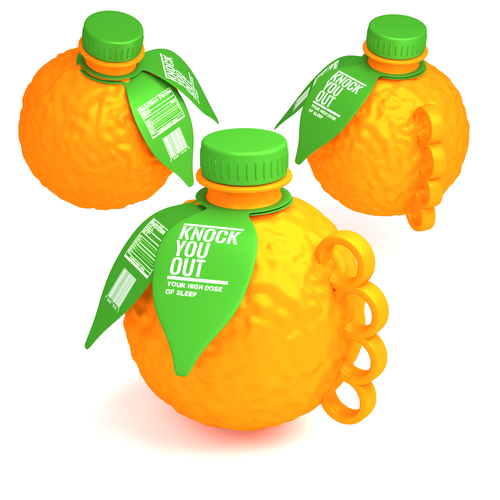 Concept packaging with the title 'Bottle concept for fresh oranges drink'