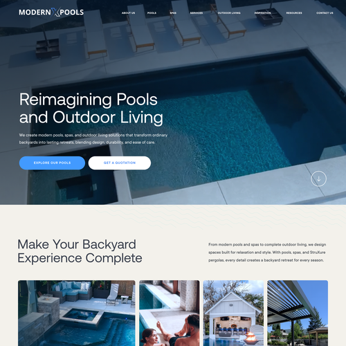 Landing page website with the title 'Premium Pool & Outdoor Living Website'