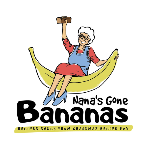 Banana design with the title 'Banana bread character design'