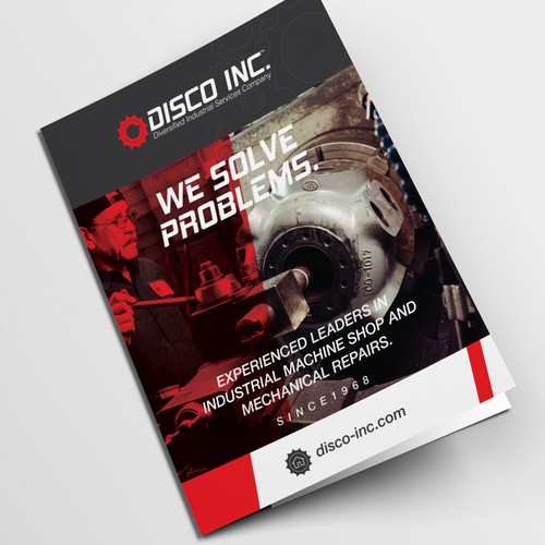 Gear design with the title 'Disco INC brochure Design'