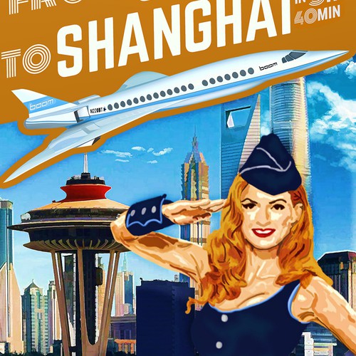 Illustration artwork with the title 'Vintage Poster for airline'