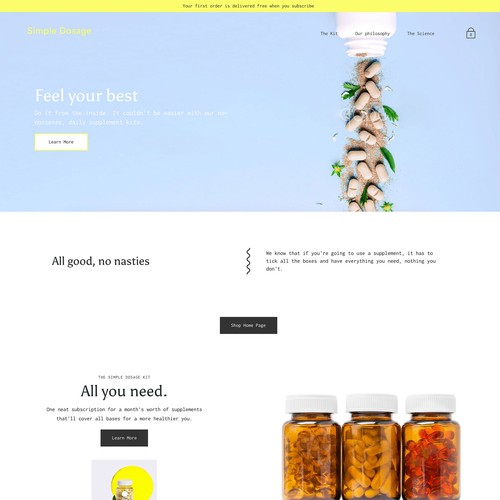Wellness website with the title 'Bold Shopify Website Design for a Supplements Brand'