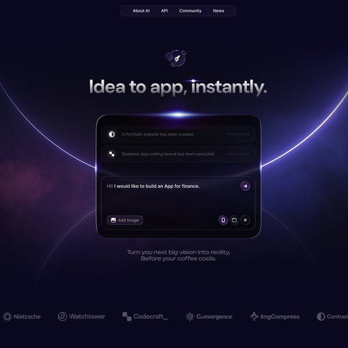 Futuristic website with the title 'AI Saas Website'