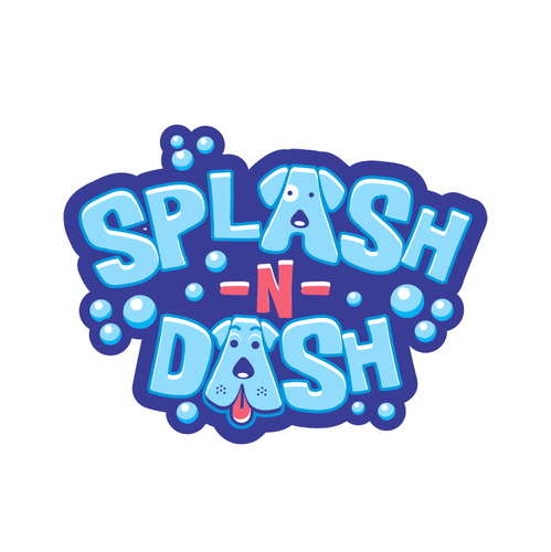 Dog logo with the title 'Splash-N-Dash'