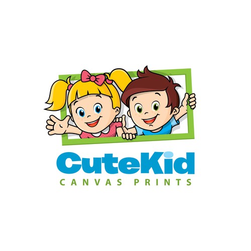 Boy logo with the title 'Create a killer logo for CuteKidCanvasPrints.com'