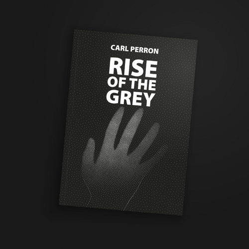 Stippling design with the title 'cover art design for "Rise of the Grey"'